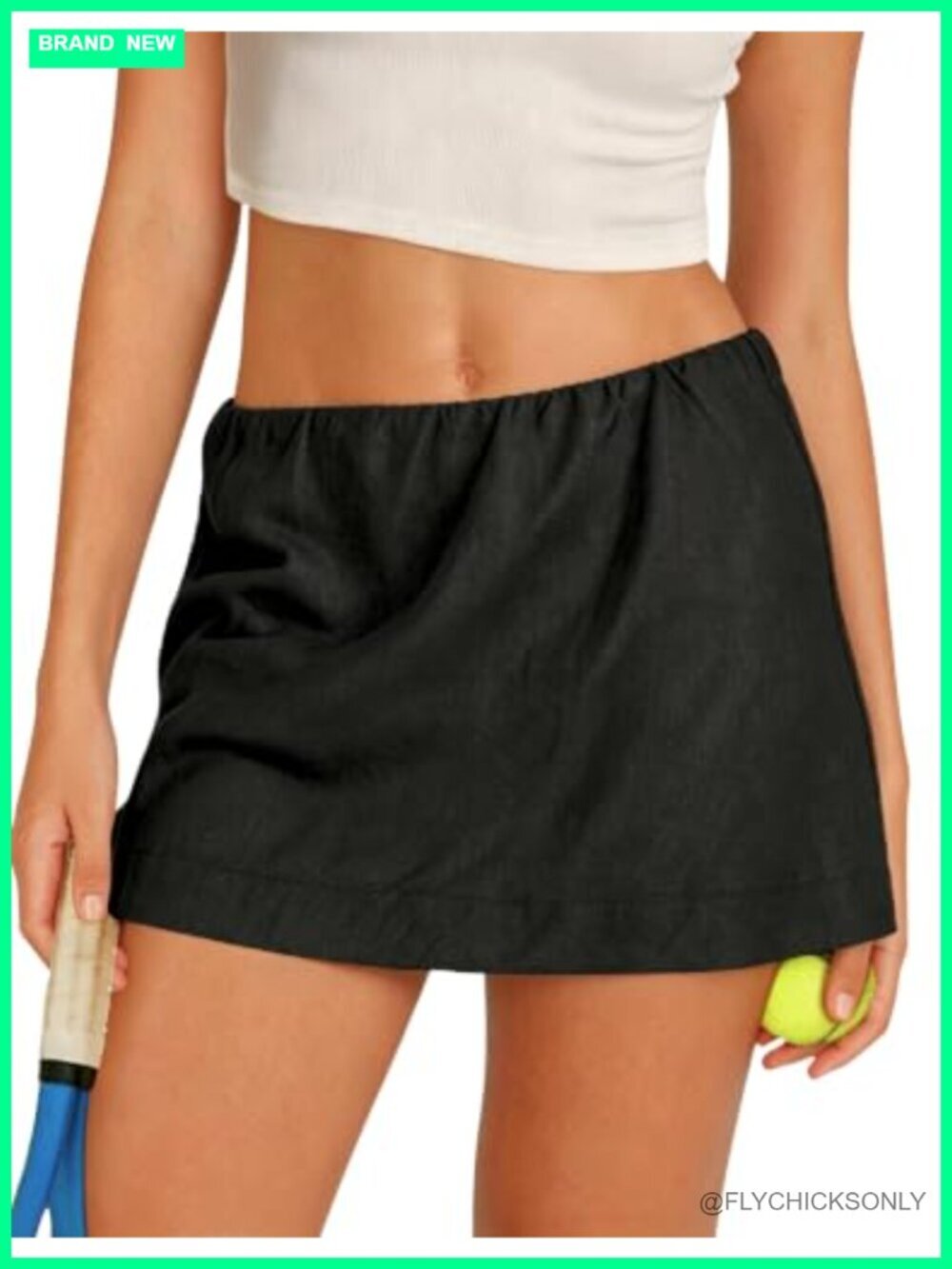 Cotton Linen Skorts Cute A-Line Micro Mini with Ruffle Waistband